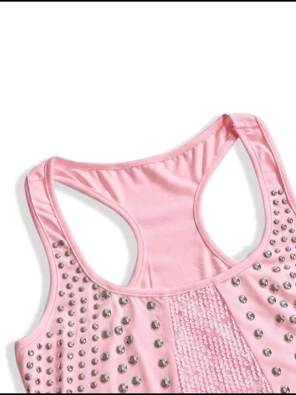 ROMWE Grunge Punk Sequin Patchwork Decor Tank Top - Picture 3 of 5